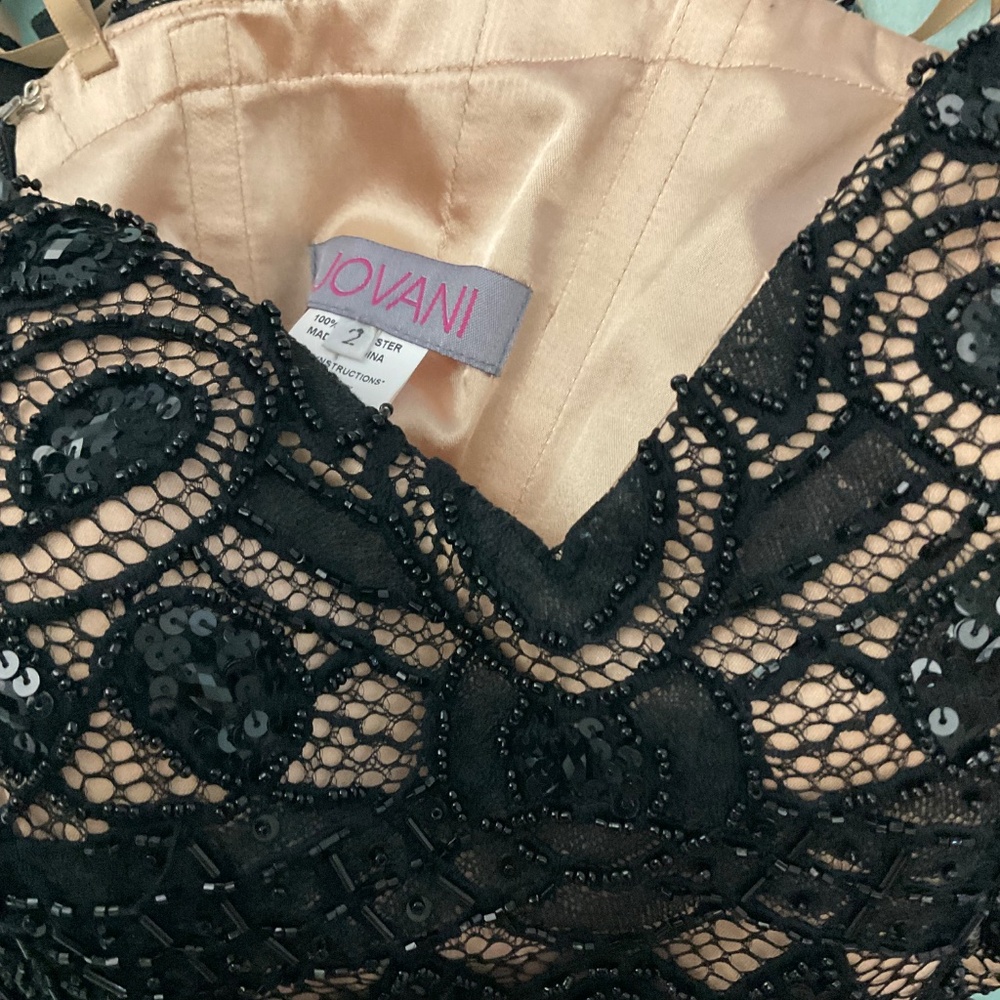 Jovani Corset Beaded Lace Black Mini Dress Prom formal size 2 - Picture 13 of 14